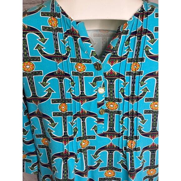Tracy Negoshian Anchor Print Dress Size MED Ladies Half Button Blue Color - Picture 6 of 9